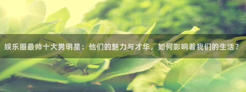 娱乐圈最帅十大男明星：他们的魅力与才华，如何影响着我们的生活？